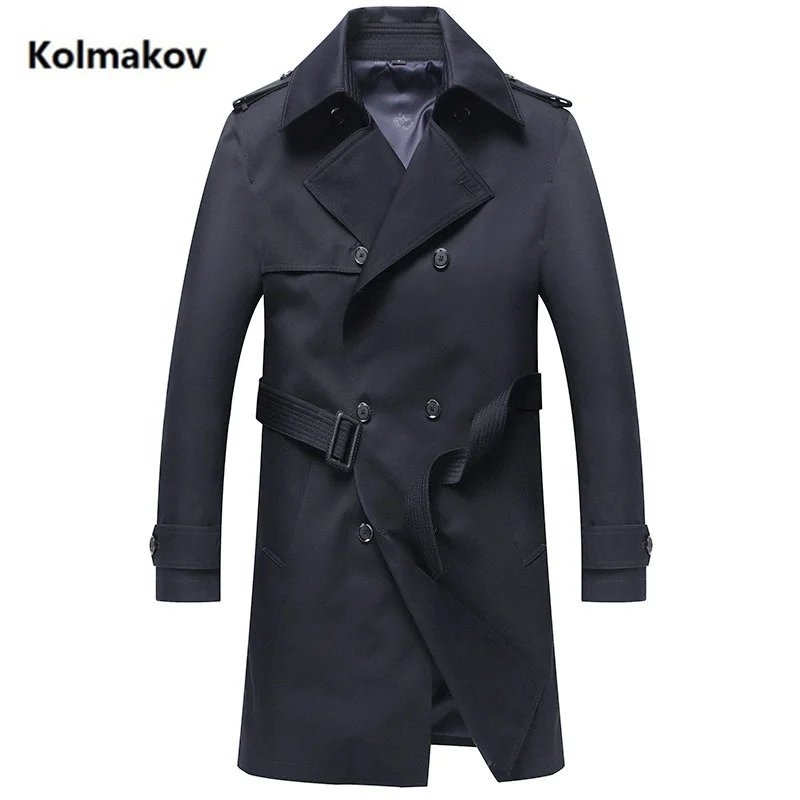 

Long style KOLMAKOV coat Men 2023 spring Business male Trench Coat Men's Casual Windbreakers Male Good Quality Jackets men M-3XL