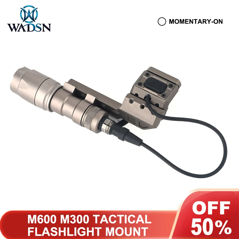 WADSN Pressure Switch ModButton LightWing Adapter Mount Surefir M300A M300 Tactical Flashlight Airsoft Picatinny Rail