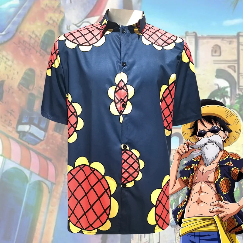 

One Piece Cosplay Monkey D Luffy Costume Anime Sunflower Shirt Short Sleeve Halloween Costumes For Men Carnival Festival Party