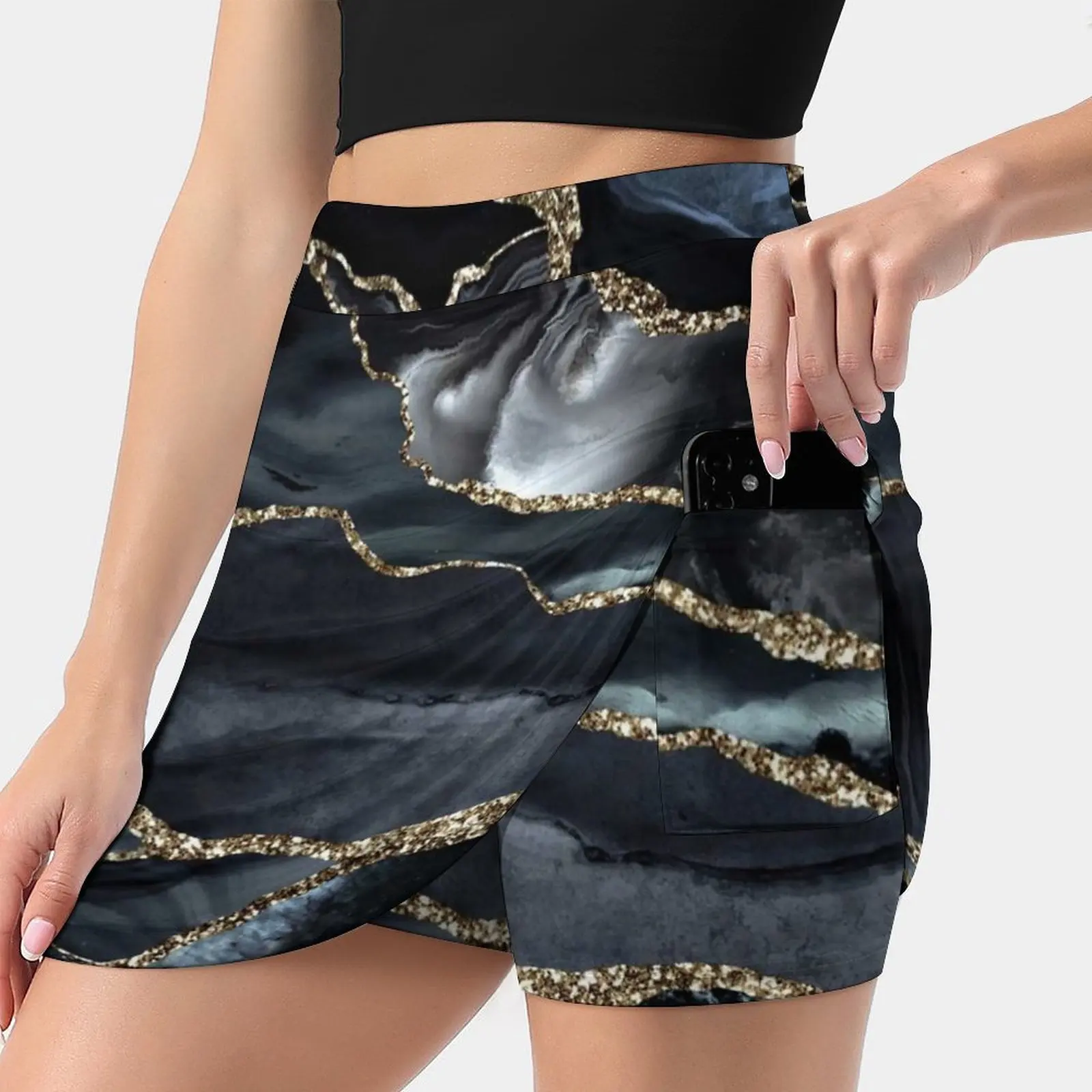 

Night Masculine Marble Landscapes Women's skirt Y2K Summer Clothes 2022 Kpop Style Trouser Skirt With Pocket Modern Blue