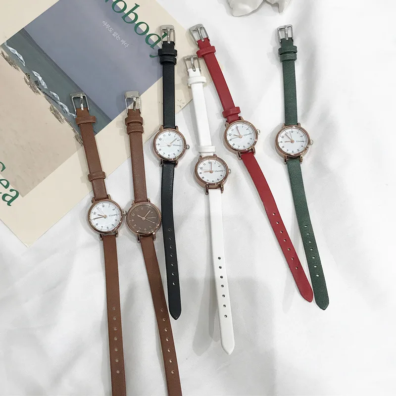 

Relojes Pequeños Blancos A La Moda Para Mujer, Pulsera De Cuarzo De Marca Para Mujer, Reloj Sencillo Con Correa De Cuero