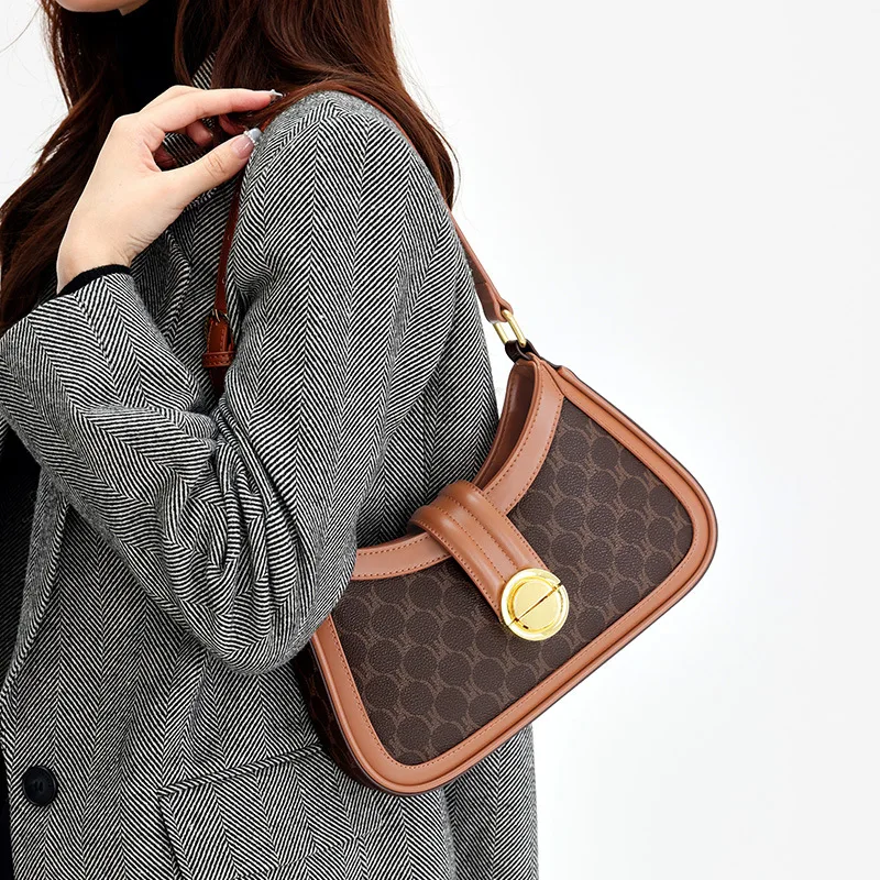 LOERSS Women's Vintage Casual Underarm Bags Shoulder Bag Simple Printed Large Capacity Crossbody Bag New Designer Handbag