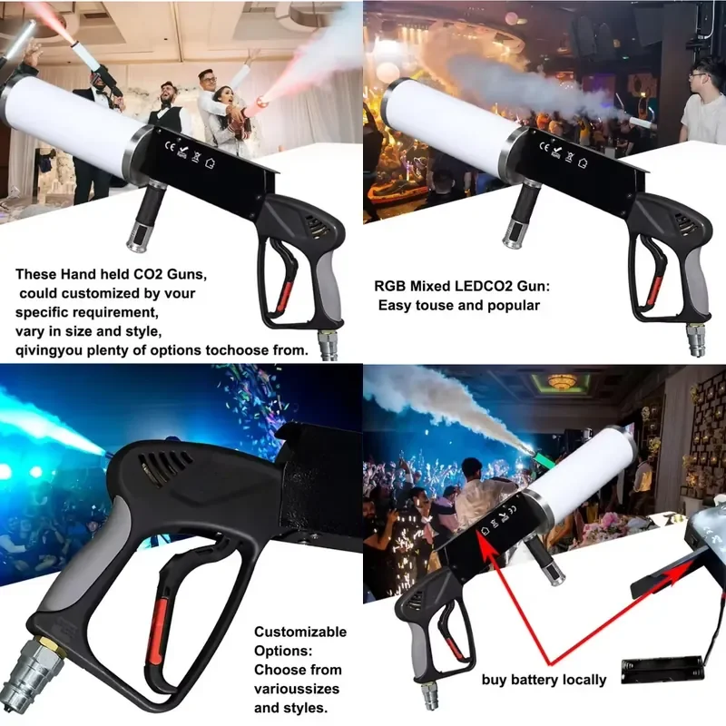 Фото Цифровая CO2-джет-машина RGB LED с высотой распыления 6-8 м и классом защиты IP20 для DJ-вечеринок №1