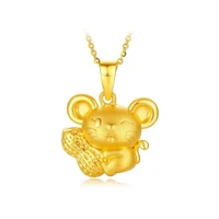 hoyon genuine 18k gold color rat zodiac necklace for the year of the life year gold rat pendant clavicle for women and men box
