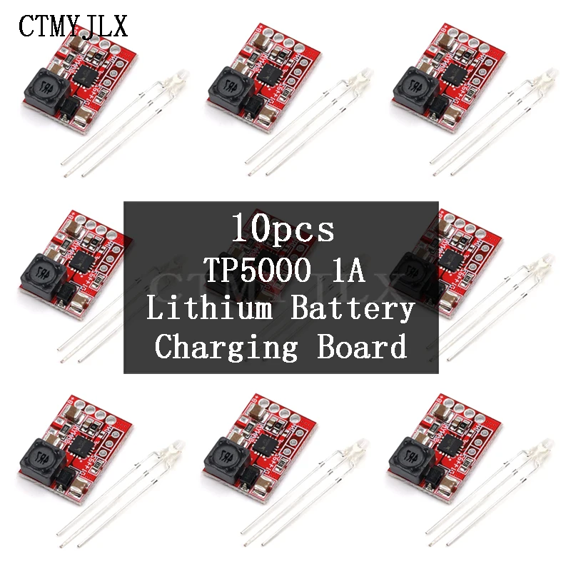 10pcs TP5000 Lithium Battery Charging Board Lithium Iron Phosphate Charger Flash Power Supply DC 4.5v-9v 4.2V/3.6V 1A DIY Kit
