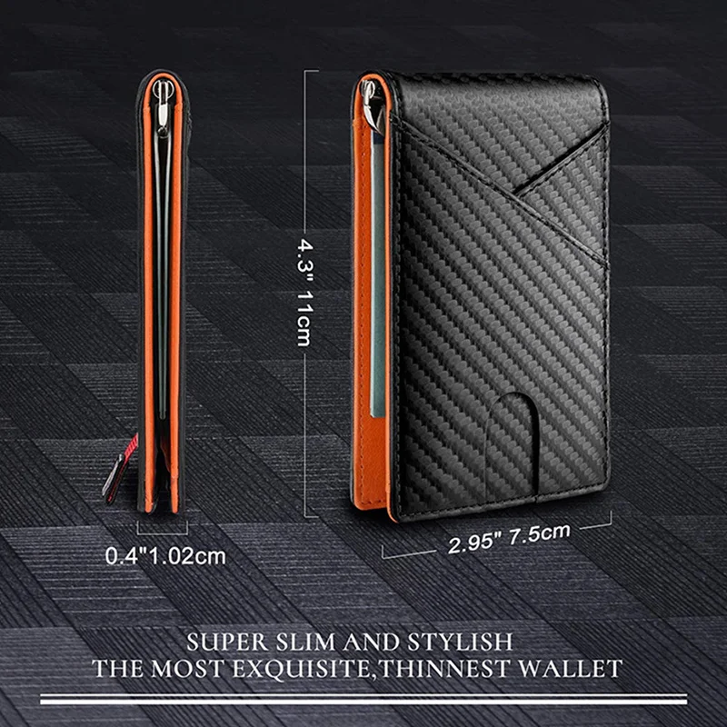 Carbon Fiber Rfid Slim Card Luxury Wallet Money Bag Men's Wallet Bifold Billfold
