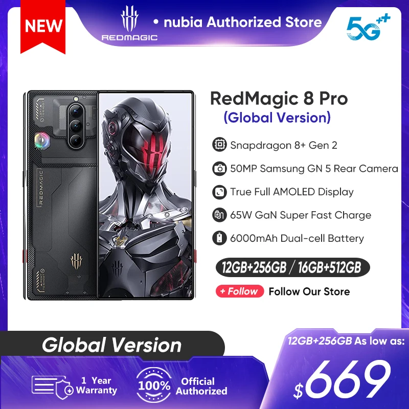 

Global Version ZTE nubia RedMagic 8 Pro 5G Gaming Phone Snapdragon 8 Gen 2 Smartphone,65W Fast Charge Red Magic 8 Pro Cellphone