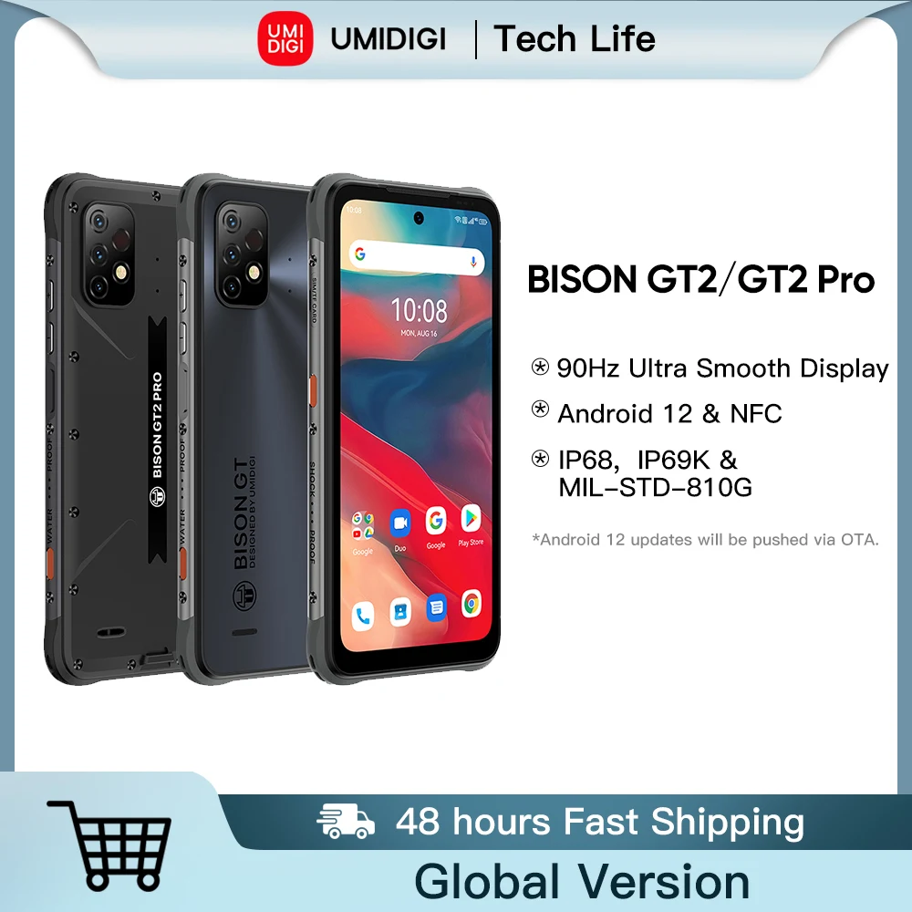 Прочный смартфон Versio UMIDIGI BISON GT2 PRO Android 12 6 5 дюйма FHD + NFC камера 64 мп аккумулятор 6150