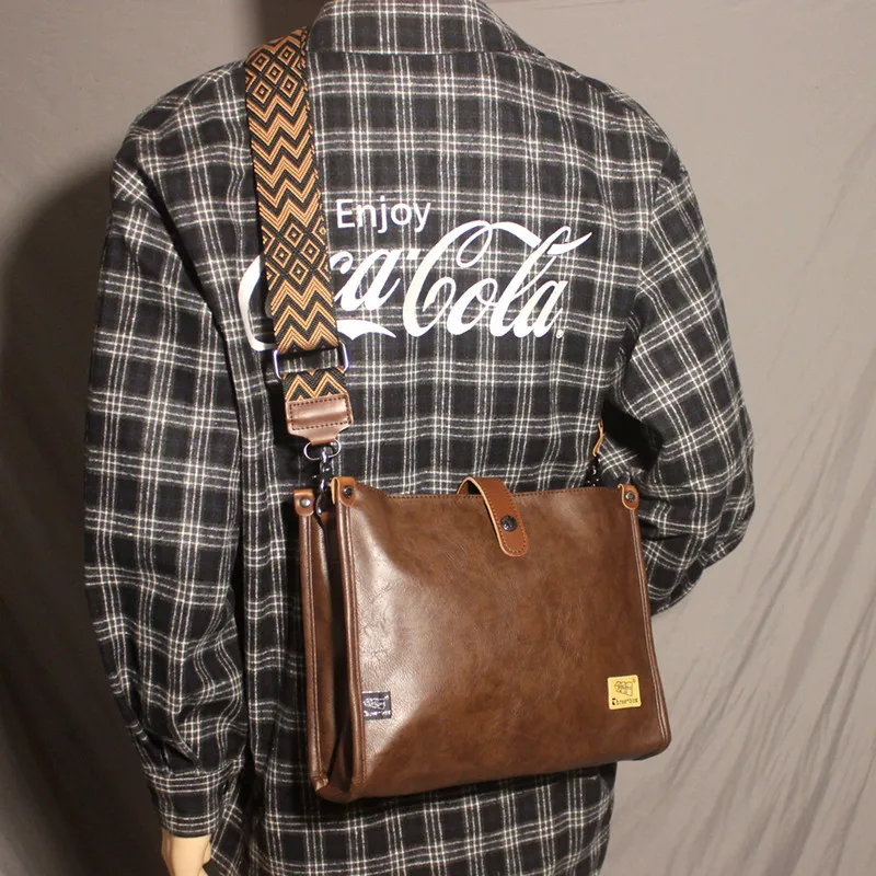 Retro Brown Leather Men Messenger Bags Men Shoulder Bag Crossbody Bag Fashion New Large Capacity Casual Tote Handbag Bag For Man