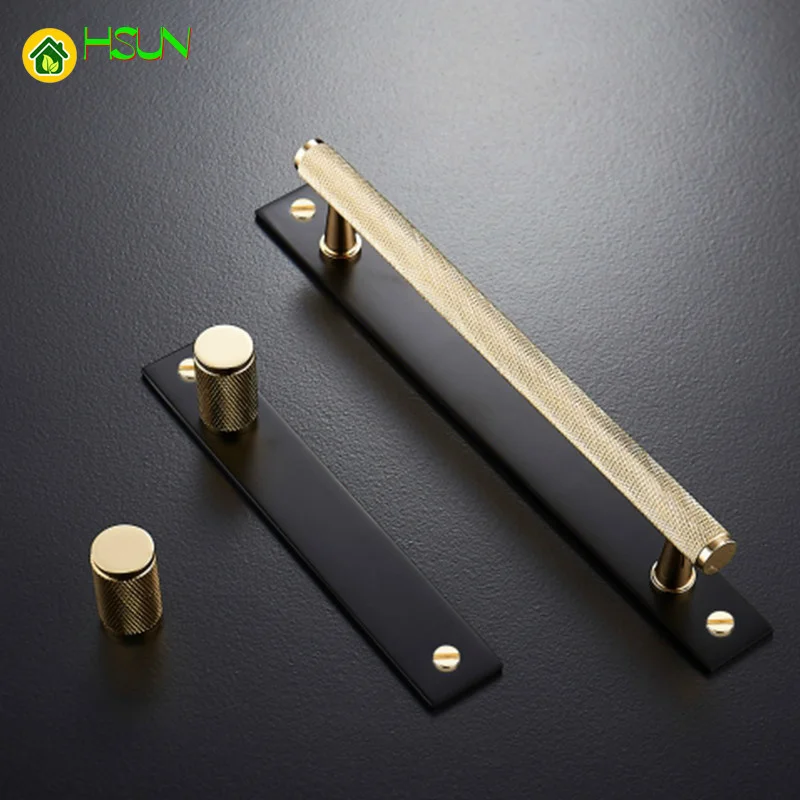 Золотые накатанные/текстурированные современные ручки для кухонных шкафов и