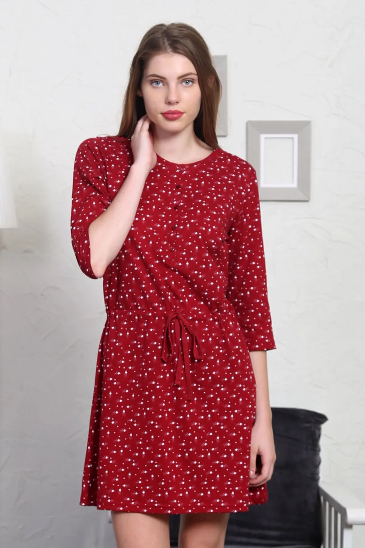 

Женская ночная рубашка бордовая красная хлопковая Новая летняя ночная рубашка женская одежда для сна ночная рубашка