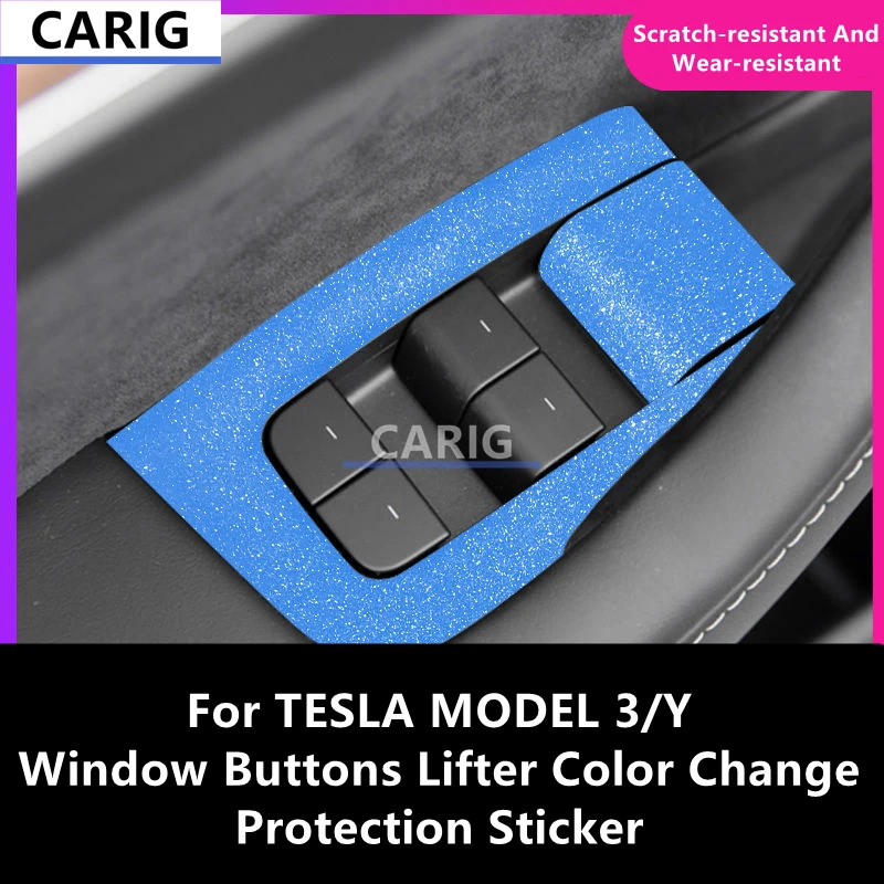 

For TESLA MODEL 3/Y Window Buttons Lifter Color Change Protection Sticker Carbon Fiber Pattern Film Modification Accessories