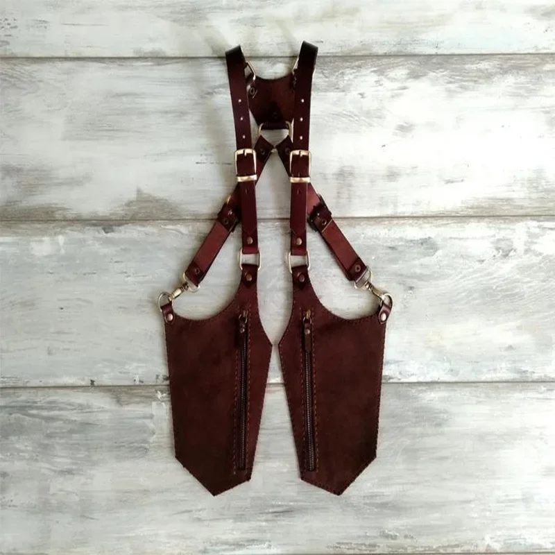 Кожаная сумка на плечо в стиле стимпанк винтажная кобура с двойным карманом для