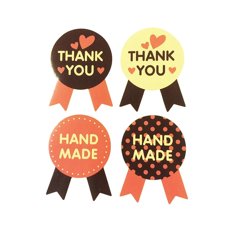 

80 шт./партия, наклейки «HANDMADE THANK YOU» из крафт-бумаги