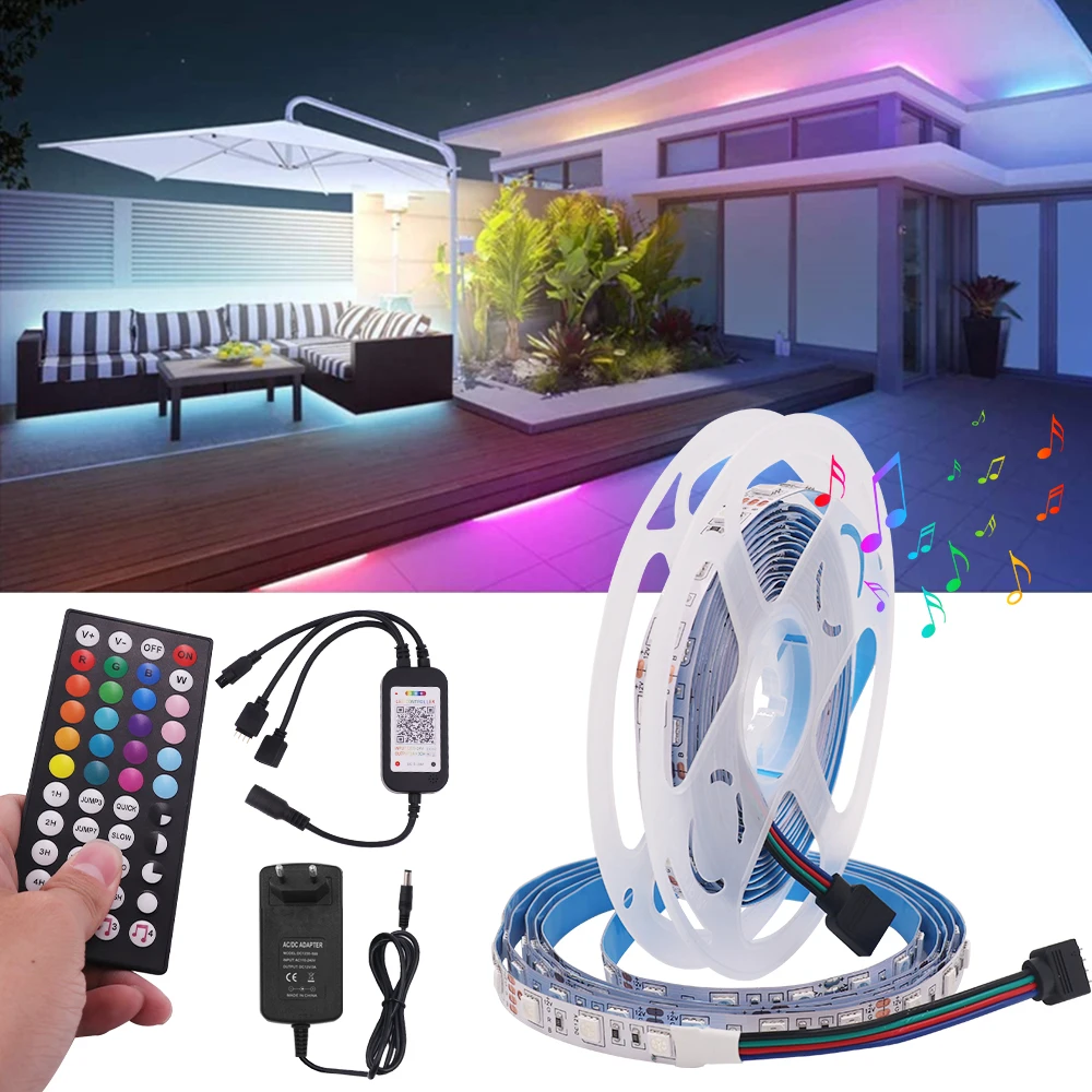 

Bluetooth 12V LED Strip SMD5050 RGB LED Tape Lights 60Leds/m APP Control Flexible LED Light Color Changing with Music 1m-10m
