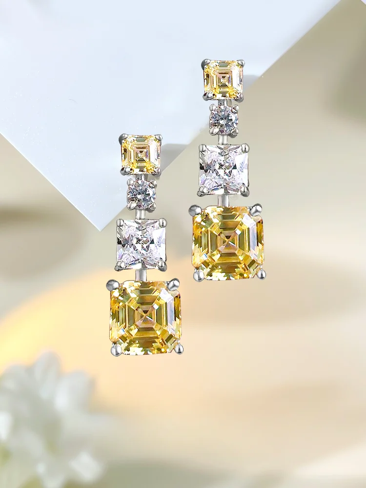 Модные и роскошные Разноцветные серьги с инкрустацией из высокоуглеродистого