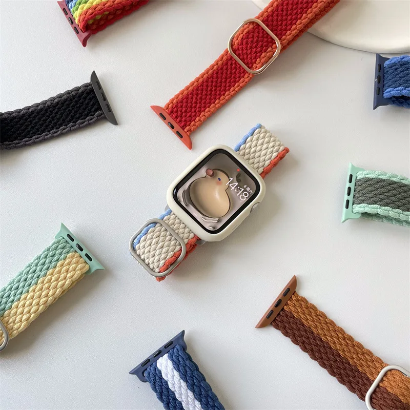 

Ремешок нейлоновый для Apple Watch Band 44 мм 45 мм 41 мм 40 мм 38/42 мм, спортивный браслет-петля для часов iWatch Series 9 8 se 7 6 5 Ultra 49 мм