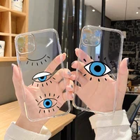 lucky eye blue evil eye print clear phone case for iphone 11 13 pro max 12 mini x xr 7 8plus se3 soft silicone bumper back cover