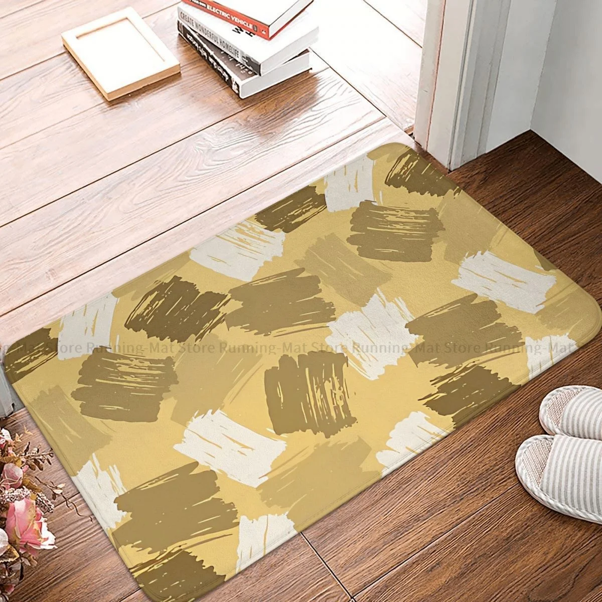 

Color Non-slip Doormat Mustard Bath Bedroom Mat Prayer Carpet Flannel Modern Decor