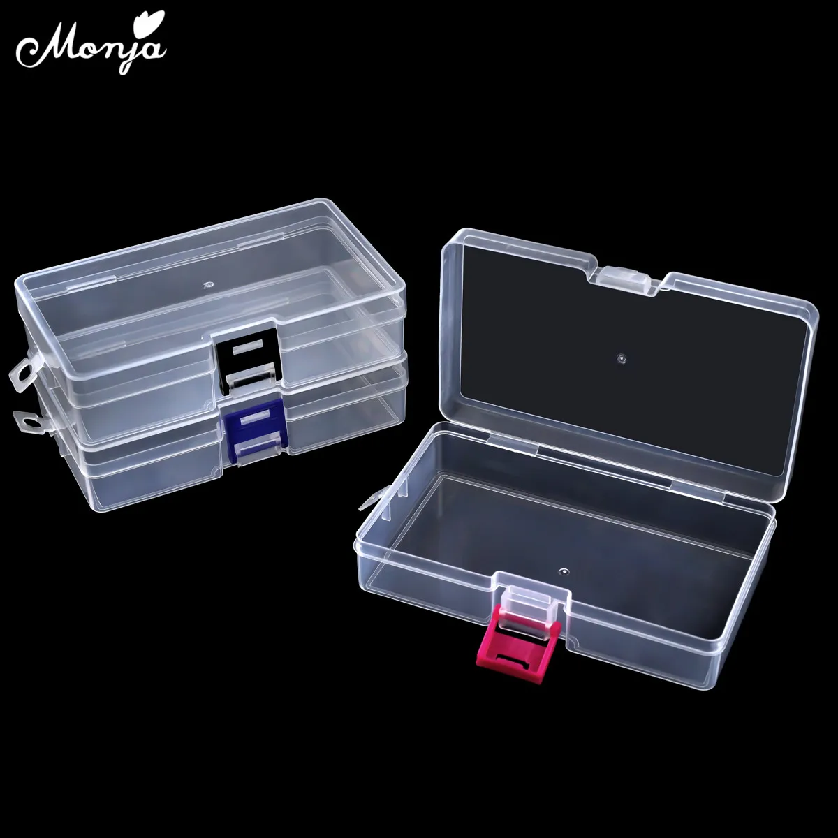 

Monja пластиковая прозрачная коробка для хранения ногтей прямоугольник портативный органайзер Алмазный буфер аксессуары для маникюра Конте...