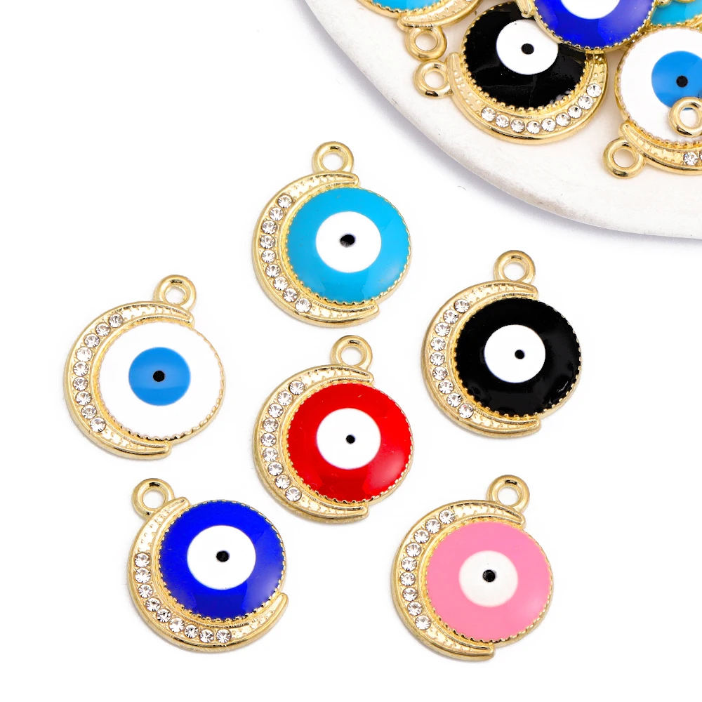 10 шт. ручной работы цветная Эмаль Турецкий греческий сглаза Луна Шарм Сплав кулон