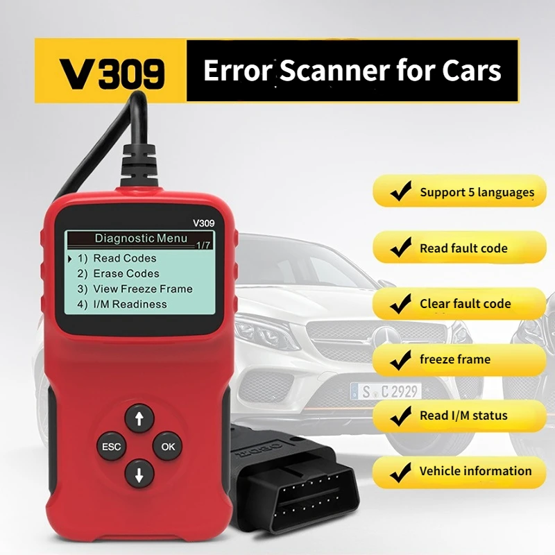 

Сканер ошибок V309 для автомобилей Elm327 Obd2 сканер V309Cars диагностический сканер для автомобилей Диагностика неисправностей OBD считыватель кодов