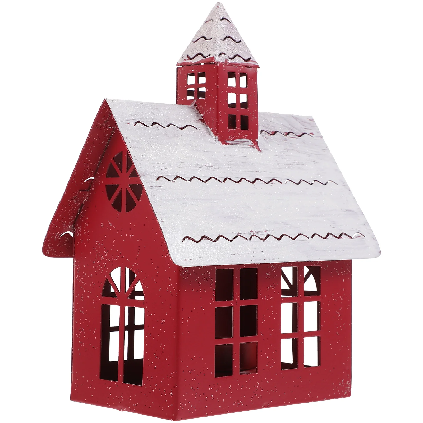 

House Xmas Desktop Micro Village Houses Holder Chic Christmas Iron Miniature