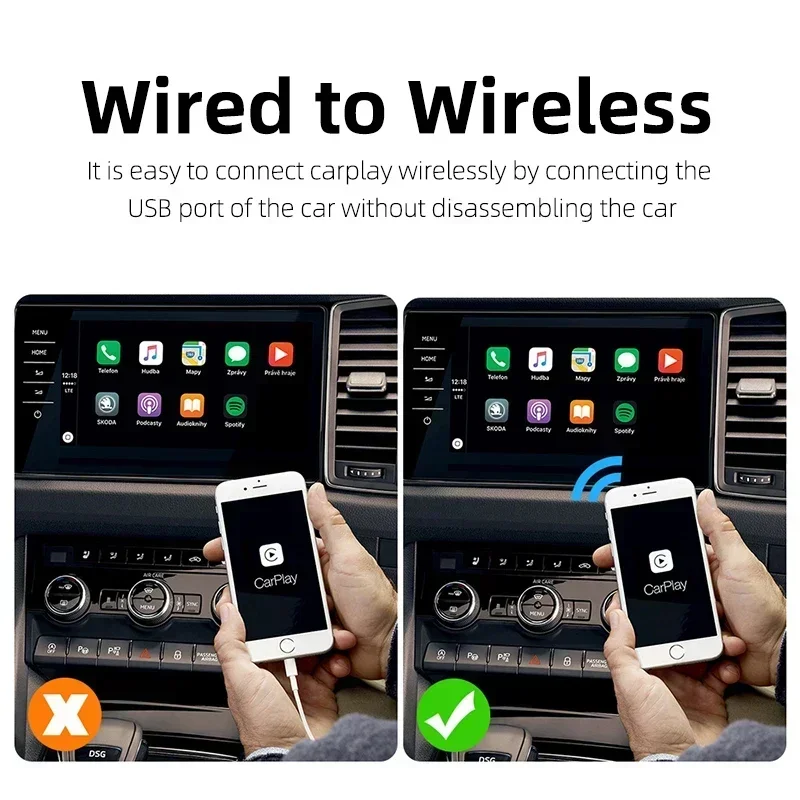 Новый RGB Mini Carplay AI Box для Apple Car Play Беспроводной адаптер Автомобильный OEM проводной