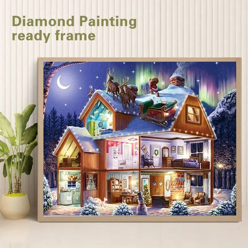 

GATYZTORY Diamond Embroidery House Landscape Cross Stitch Kit Full Square Round Diamond Painting Winter Mosaic Home Decor Gift