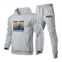 2022 mens tracksuit autumnwinter comic printed hoodies sweatpants 2 pcs sportswear casual fleece warm outdoors hoodies suit