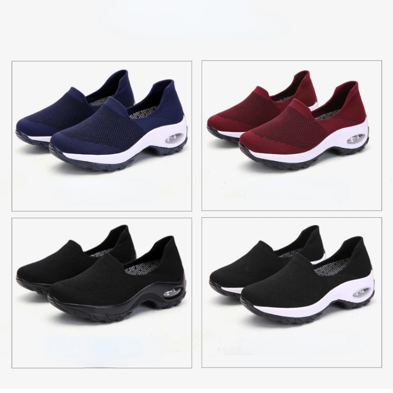 Women's Walking Shoes Slip-On Comfortable Sneakers Platform Casual Shoes Outdoor Sports Height Increasing Female Footwear