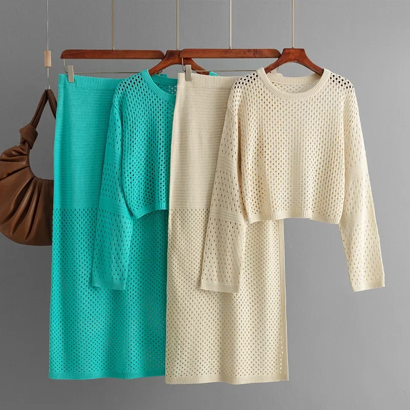 Женский костюм с открытой пляжной юбкой новинка 2024 летняя трикотажная футболка