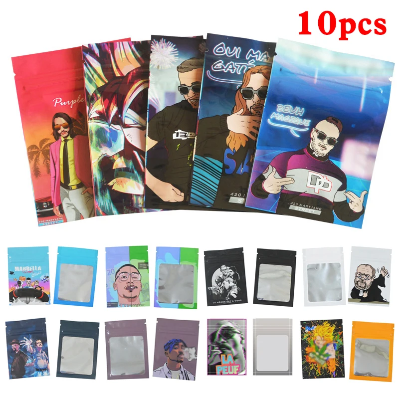 

Food Ziplock Bags Leaves Mylar Waterproof Storage Bag Plastic Transparent Print Storage Pouches Cooki Packaging Bag 7x10cm