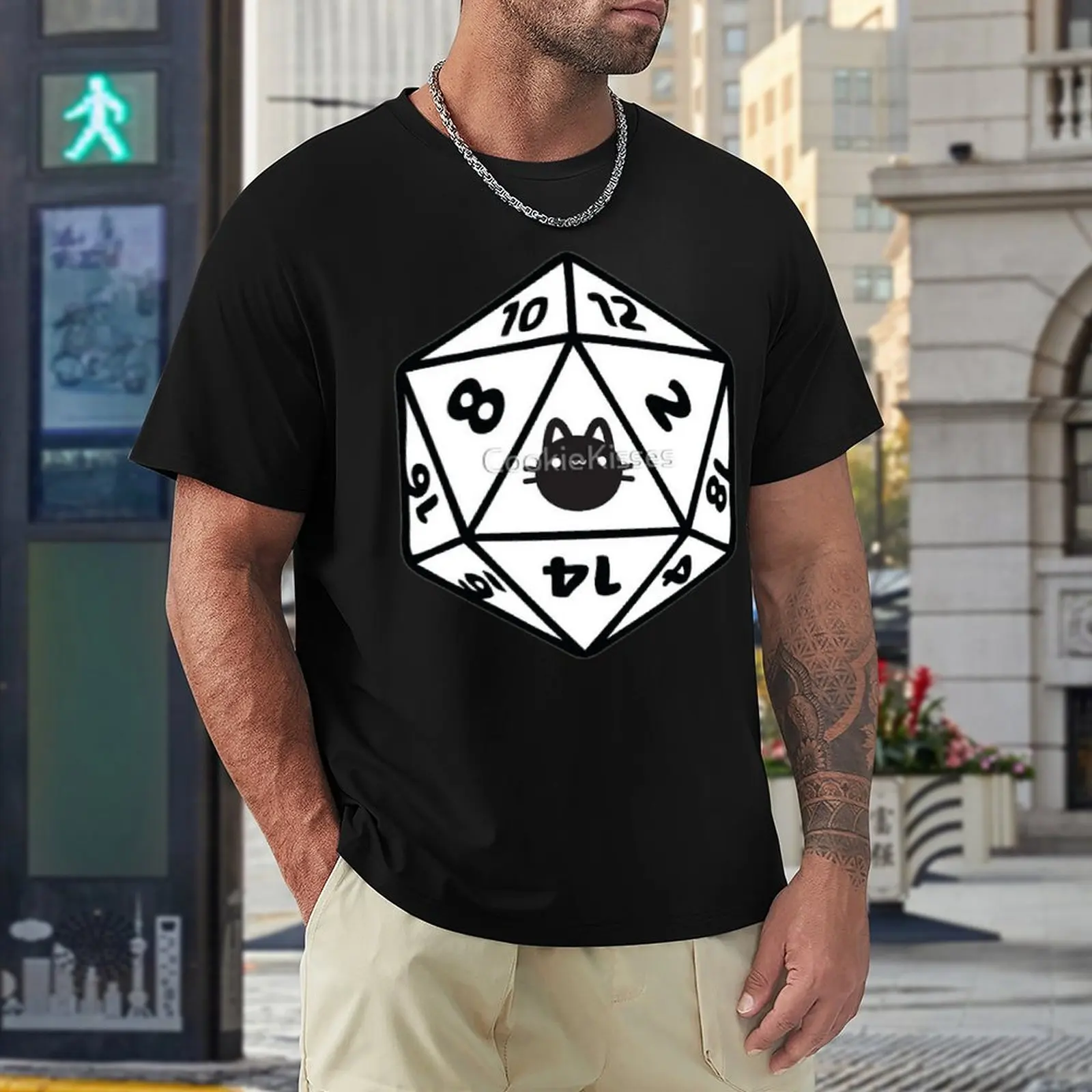 

Cute Cat D20 Dice DnD Tshirt Vintage Activity Competition Eur Size
