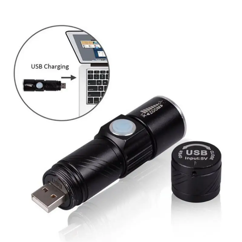 

Мощный портативный фонарик, USB Перезаряжаемый многофункциональный фонарик, супер яркий светодиодный фонарик из АБС с сильной фотофокусировкой