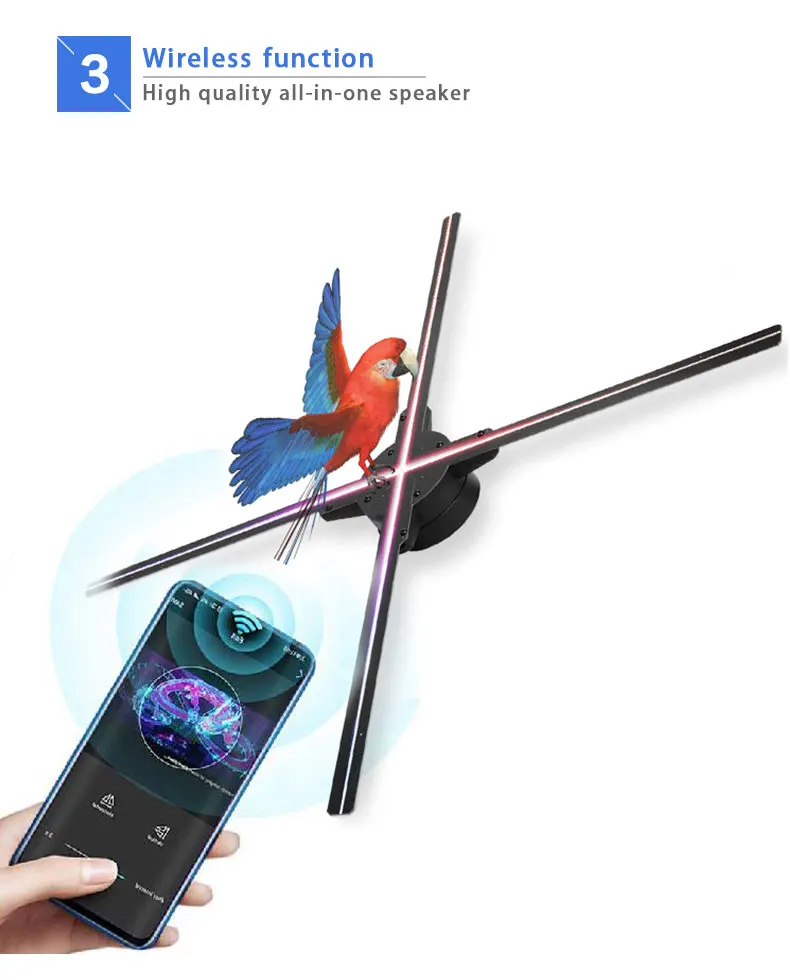3D-голографический дисплей 52 см поддержка Bluetooth и Wi-Fi внутреннее рекламное