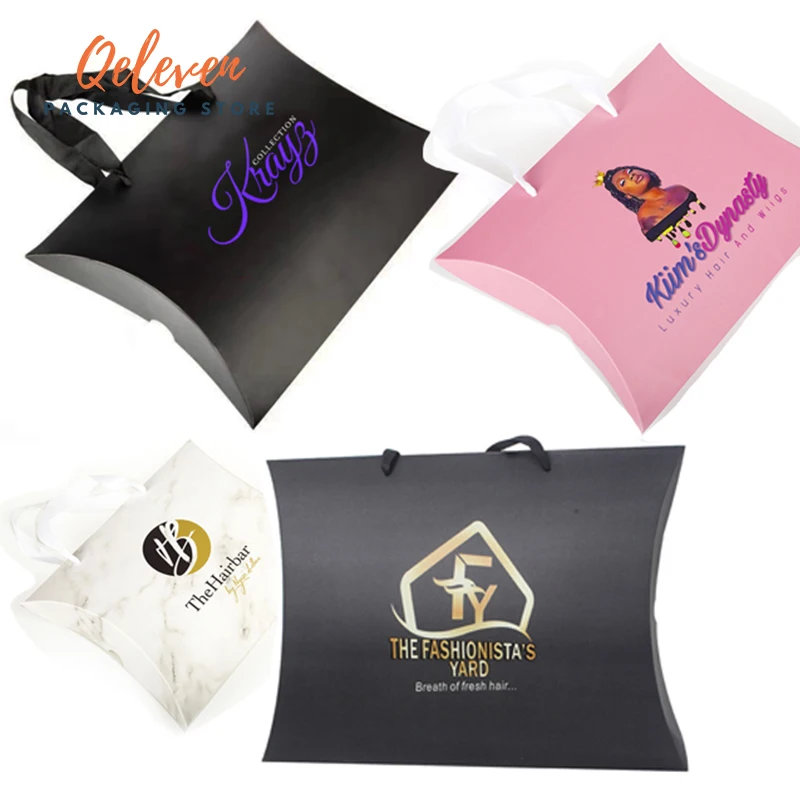 

Custom Logo Hair Pillow Boxes Bundle Wig Packaging Box For Hair Extension Packaging Wholesale Dropshoping