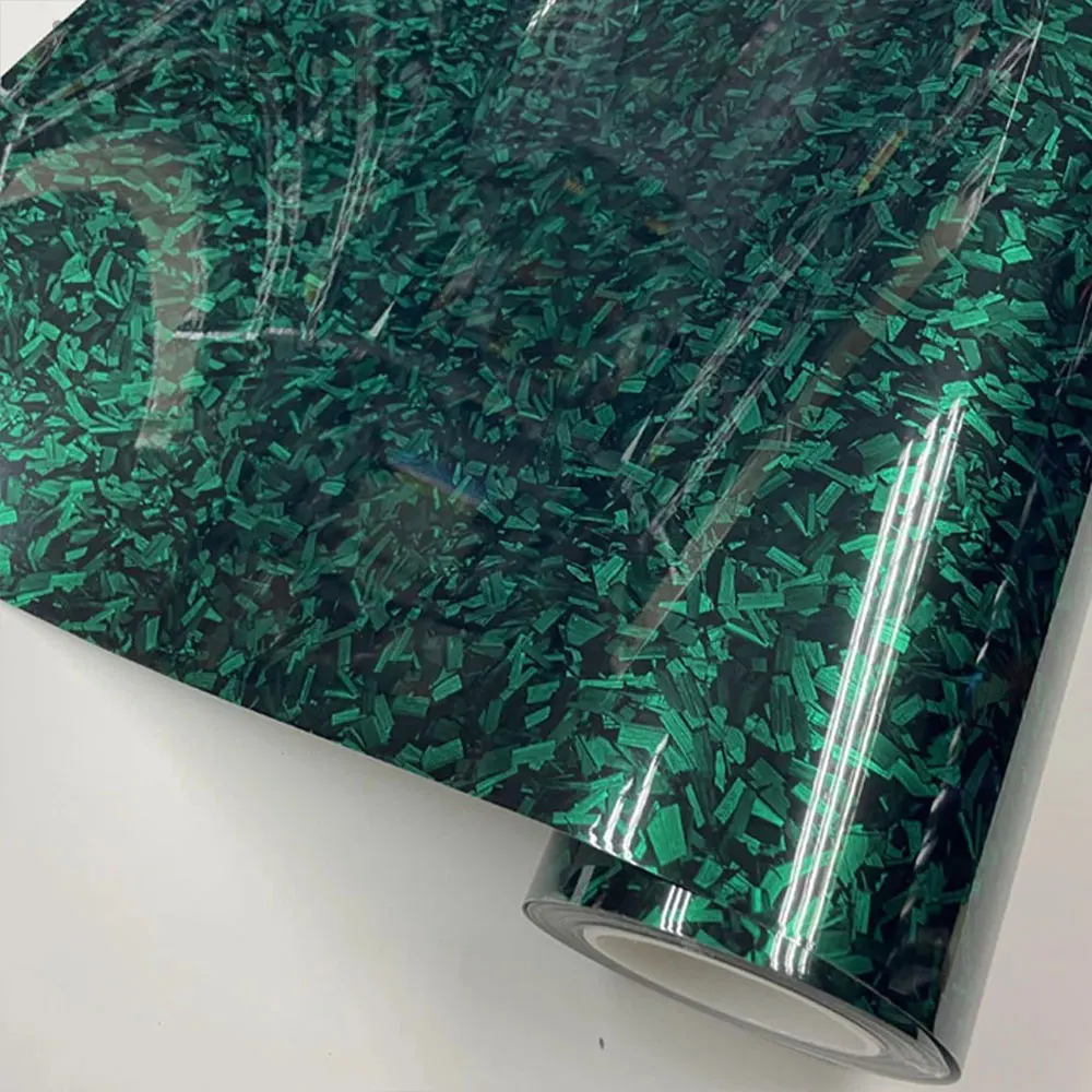 Высокоглянцевая зеленая кованая наклейка из углеродного волокна для автомобиля