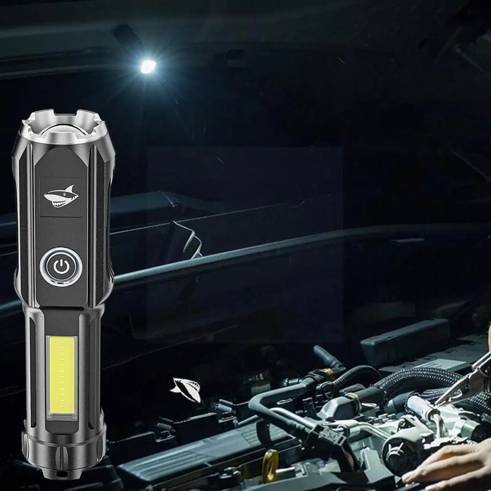 

Суперъяркая светодиодная уличная портативная вспышка, Usb перезаряжасветильник лампа COB, телескопический источник светильник, двойной фона...