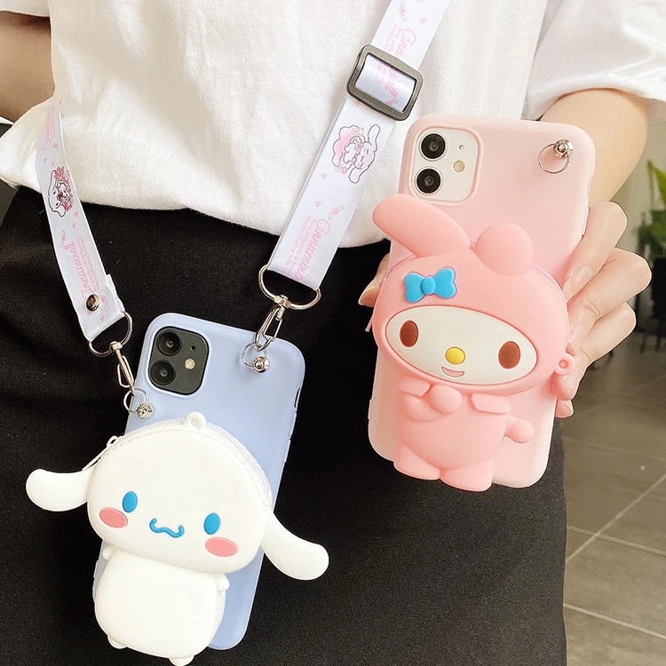 

Kawaii Sanrios Cinnamonroll My Melody мультяшный кошелек для мелочи, монетница, сумка-мессенджер через плечо, кукла, игрушки, подарок для девочки
