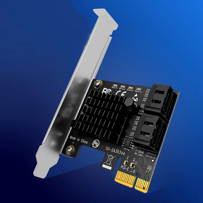 Карта PCIE 4 порта к SATA Карты PCI-E 4X PCI Express 3.0 III 6 Гбит/с X4 расширения SSD IPFS