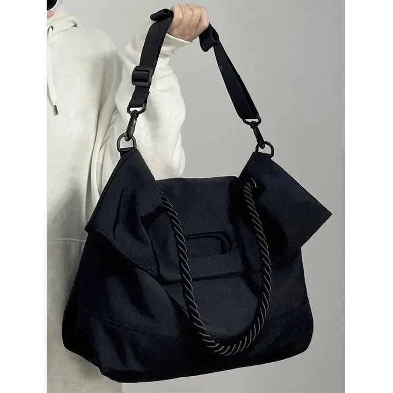 

Y2K Korean Vintage Black Shoulder Bag Gothic Purse Harajuku Aesthetic Hobo Handbag Messenger Crossbody Baguette Tote Bags Women