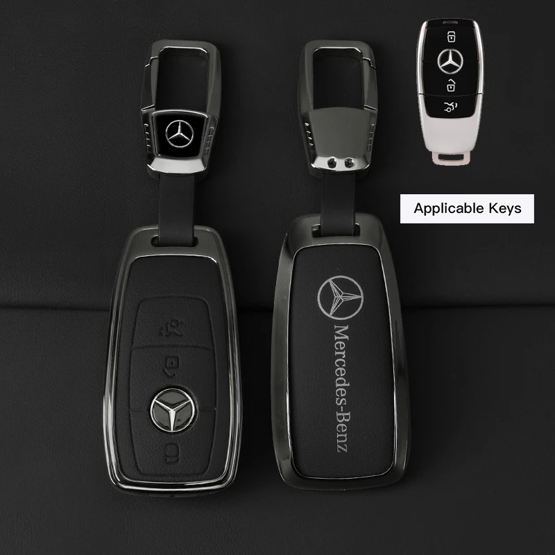 

Leather Car Key Full Case Protection Cover Shell Holder For Mercedes Benz AMG W204 W205 W203 W210 W211 W212 W124 W126 W213 W201