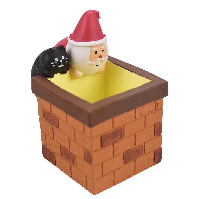 

Японские рождественские игрушки Zakka с Санта-Клаусом и дымоходом, домашние украшения, Мультяшные полимерные игрушки ручной работы