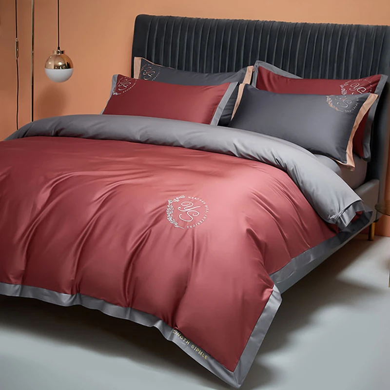 

Luxurious high density cotton four piece comfortable skin friendly cotton quilt cover sheet fitted sheet bedding set