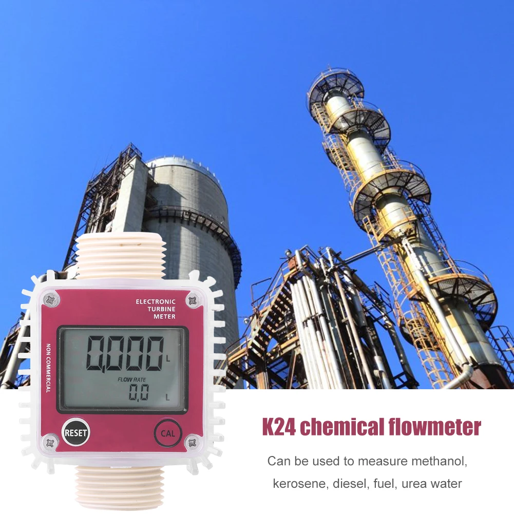 

K24 Turbine Digital Diesel Oil Fuel Flow Meter Gauge LCD Fuel Flow Meter Chemicals Water Sea Liquid Flow Meters Measuring Tools