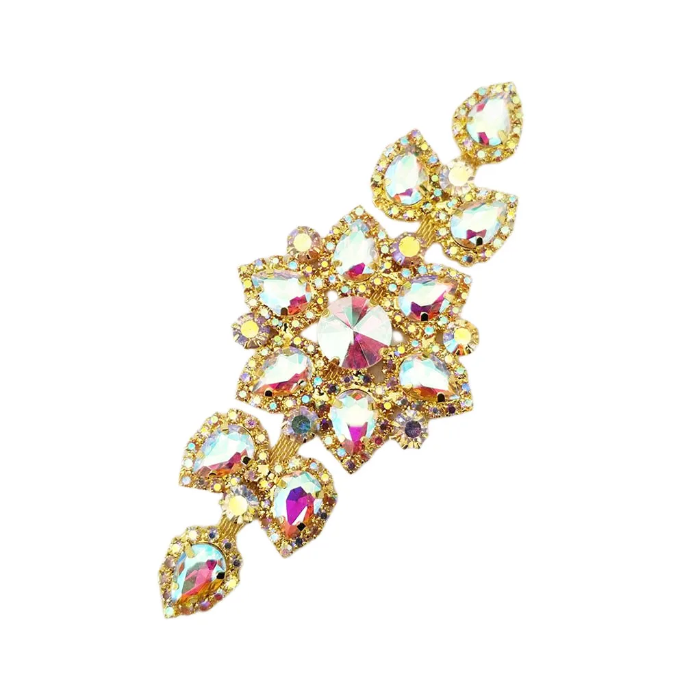 

Free Shipping 6pcs/lot 14cm Crystal AB Rhinestone Applique Bridal Sash Rhinestone Patch LSAP1209