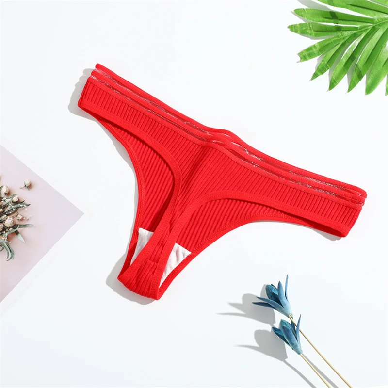 FAFABALOU Lingerie Sexy Women Panties Thongs Low-Rise Thong Cotton Underwear Breathable Solid Color Underpants Briefs Intimates