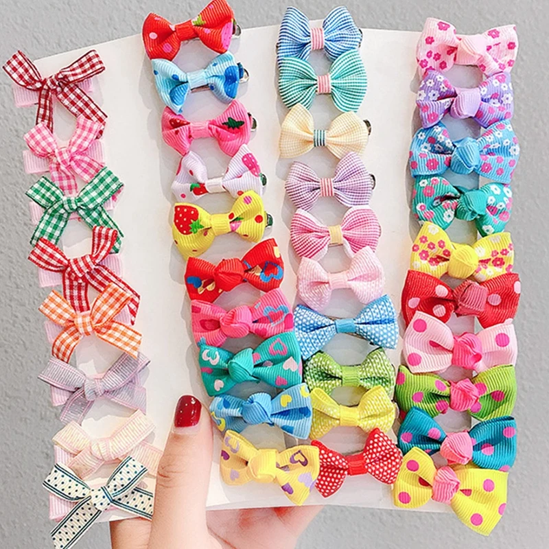 

Заколки для волос радужной расцветки с бантом, 10 шт.