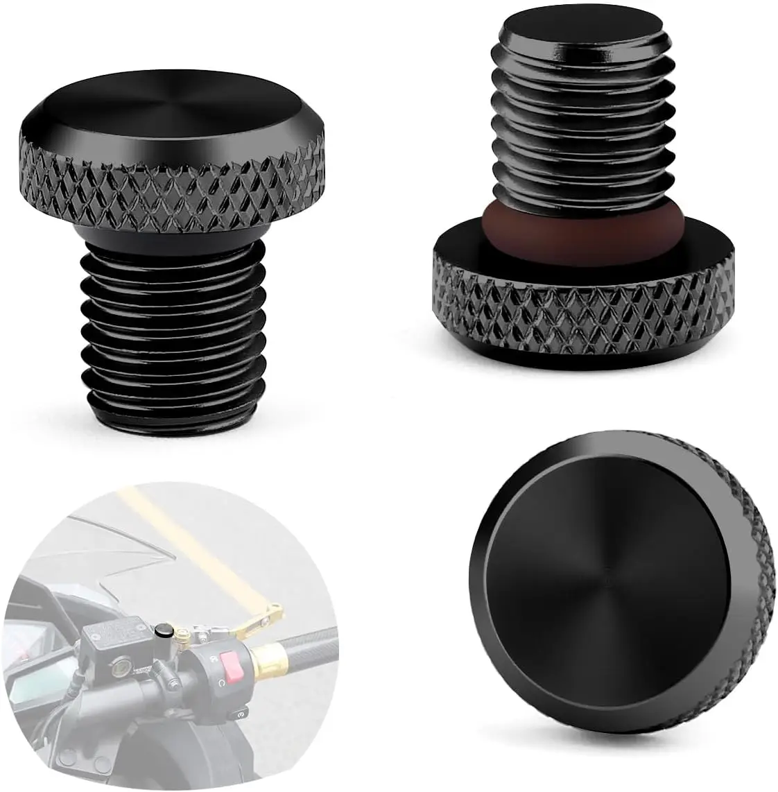 

3 шт. заглушка для зеркала мотоцикла M10x1,25, универсальные алюминиевые винты для зеркала заднего вида мотоцикла, подходят для мотоцикла